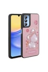 Galaxy A25 Kılıf Parlayan Kabartmalı İkonik Figürlü NVTH Amas Silikon Kapak - Pembe