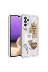 Galaxy A32 4G Kılıf Kamera Korumalı Baskılı Arka Yüzey NVTH Klas Kapak - Açık Kahve