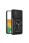 Galaxy A34 Kılıf Magnetik Standlı Kamera Korumalı NVTH Sürgülü Vega Kapak - Siyah