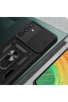 Galaxy A34 Kılıf Magnetik Standlı Kamera Korumalı NVTH Sürgülü Vega Kapak - Siyah