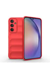 Galaxy A35 Kılıf Esnek TPU Oyuklu Arka Yüzey Tasarımlı NVTH Etnik Silikon Kapak - Kırmızı