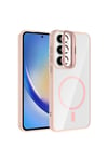 Galaxy A35 Kılıf Standlı ve Kamera Lens Hediyeli M-Safe Şarj Özellikli NVTH Etro Kapak - Pembe