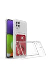 Galaxy M32 Kılıf Kartlıklı Şeffaf NVTH Setra Clear Silikon Kapak - Renksiz