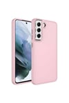 Galaxy S21 FE Uyumlu Metal Çerçeve ve Buton Tasarımlı Silikon NVTH Luna Kılıf-Pembe