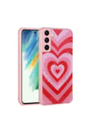 Galaxy S21 FE Uyumlu Simli Desenli Kamera Korumalı Parlak NVTH Popy Kılıf-Kalp