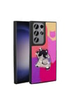 Galaxy S22 Ultra Kılıf Parlayan Kabartmalı İkonik Figürlü NVTH Amas Silikon Kapak - Pembe