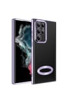 Galaxy S22 Ultra Uyumlu Kamera Korumalı Logo Gösteren NVTH Omega Kılıf-Lila