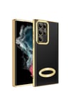 Galaxy S22 Ultra Uyumlu Kamera Korumalı Logo Gösteren NVTH Omega Kılıf-Gold