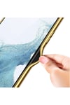 Galaxy S23 Plus Uyumlu Deri Görünümlü Kenarları Elektroplating Kaplama NVTH Fizyon Kılıf-Siy