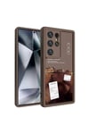 Galaxy S23 Ultra Kılıf Kamera Korumalı Baskılı Arka Yüzey NVTH Klas Kapak - Açık Kahve
