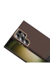Galaxy S23 Ultra Kılıf M-safe Şarj Özellikli Karbon Fiber Görünümlü NVTH Gros Kapak - Gold-Siyah