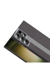 Galaxy S23 Ultra Kılıf M-safe Şarj Özellikli Karbon Fiber Görünümlü NVTH Gros Kapak - Gold-Siyah