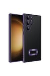 Galaxy S23 Ultra Uyumlu Kamera Korumalı Logo Gösteren NVTH Omega Kılıf-Derin Mor