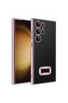 Galaxy S23 Ultra Uyumlu Kamera Korumalı Logo Gösteren NVTH Omega Kılıf-Rose Gold