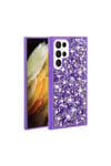 Galaxy S23 Ultra Uyumlu Parlak Taşlı Tasarım NVTH Linea Kılıf-Mor