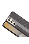 Galaxy S24 Kılıf M-safe Şarj Özellikli Karbon Fiber Görünümlü NVTH Gros Kapak - Gri-Siyah