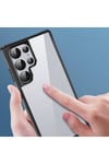 Galaxy S24 Ultra Uyumlu Şeffaf Sert PC Arka Yüzey Tasarımlı NVTH Edo Kılıf-Gri