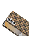 Galaxy S25 Plus Kılıf M-safe Şarj Özellikli Karbon Fiber Görünümlü NVTH Gros Kapak - Gold-Siyah