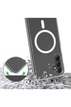 Galaxy S25 Plus Kılıf Magsafe Şarj Özellikli Şeffaf Sert PC NVTH Embos Kapak - Şeffaf