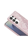 Galaxy S25 Ultra Kılıf Magsafe Şarj Özellikli Parlayan Simli NVTH Okso Kapak - Pembe