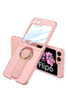 Galaxy Z Flip 6 Kılıf Kamera Korumalı Yüzüklü NVTH Flip Ring Kıpta Kapak-Pembe