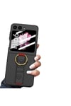 Galaxy Z Flip 6 Kılıf Kamera Korumalı Yüzüklü Karbon Tasarımlı NVTH Flip Ring Kıpta Kapak-Siyah