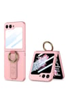 Galaxy Z Flip 6 Kılıf Kamera Korumalı Yüzüklü NVTH Flip Ring Kıpta Kapak-Pembe