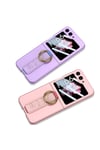 Galaxy Z Flip 6 Kılıf Kamera Korumalı Yüzüklü NVTH Flip Ring Kıpta Kapak-Pembe