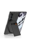 Galaxy Z Fold 6 Kılıf Karbon Fiber Deri Kartlıklı NVTH Kıpta Dik Açılan Kartlıklı Kapak-Siyah