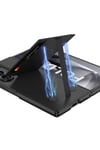 Galaxy Z Fold 6 Kılıf Karbon Fiber Deri Kartlıklı NVTH Kıpta Dik Açılan Kartlıklı Kapak-Siyah