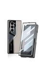 Galaxy Z Fold 6 Kılıf Ultra İnce Kamera Korumalı PC + Deri Arka Yüzey NVTH Kıpta Poligan Kapak-Siyah