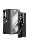 Galaxy Z Fold 6 Kılıf Ultra İnce Kamera Korumalı PC + Deri Arka Yüzey NVTH Kıpta Poligan Kapak-Siyah