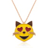 Gümüş Kalp Gözlü Kedi Emoji Bayan Kolye