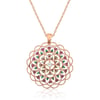 Gümüş Rose Geometrik Desenli Madalyon Kolye