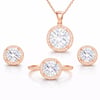 Gümüş Rose Yuvarlak Montür Tek Taş Set