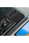 Honor 200 Pro Uyumlu Kılıf Magnetik Standlı Kamera Korumalı NVTH Sürgülü Vega Kapak-Siyah