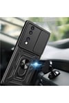 Honor 70 Uyumlu Kılıf Magnetik Standlı Kamera Korumalı NVTH Sürgülü Vega Kapak-Siyah