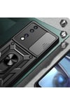 Honor 70 Uyumlu Kılıf Magnetik Standlı Kamera Korumalı NVTH Sürgülü Vega Kapak-Siyah