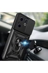 İnfinix Smart 8 Kılıf Magnetik Standlı Kamera Korumalı NVTH Sürgülü Vega Kapak - Siyah