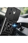 İnfinix Zero 30 4G Kılıf Magnetik Standlı Kamera Korumalı NVTH Sürgülü Vega Kapak - Siyah