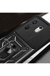 İnfinix Zero 30 4G Kılıf Magnetik Standlı Kamera Korumalı NVTH Sürgülü Vega Kapak - Mavi