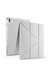 iPad Pro 13 2024 Kılıf NVTH Tri Folding Kalem Bölmeli Standlı Kılıf - Gri