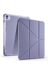 iPad Pro 13 2024 Kılıf NVTH Tri Folding Kalem Bölmeli Standlı Kılıf - Mor