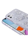 iPhone 11 Kılıf Airbagli Simli Arka Yüzey NVTH Işıltı Silikon Kapak - Beyaz-Yıldız