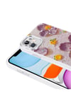 iPhone 11 Kılıf Çiçek Desenli Parlak Taşlı Sert Silikon NVTH Garden Kapak - Colorful