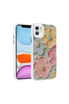 iPhone 11 Kılıf Çiçek Desenli Parlak Taşlı Sert Silikon NVTH Garden Kapak - Colorful