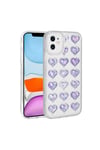 iPhone 11 Kılıf Kamera Korumalı Renkli Kalp Desenli Transparan NVTH Kalp Kapak - Pembe