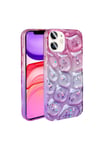 iPhone 11 Kılıf Simli 3D Desenli NVTH Hacar Kapak - Mor-Mavi