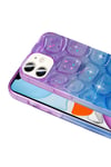 iPhone 11 Kılıf Simli 3D Desenli NVTH Hacar Kapak - Mor-Mavi