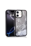 iPhone 11 Kılıf Sıvılı Simli Kelebek Baskılı Şeffaf Arka Yüzey NVTH Glis Silikon Kapak - Pembe